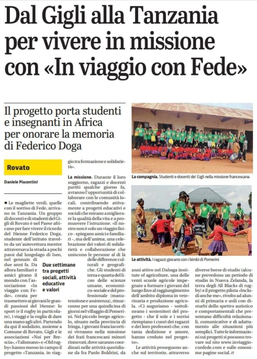Al momento stai visualizzando Giornale di Brescia 09 – 11 – 2024